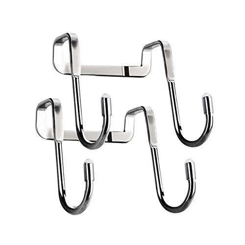 Over The Door Hooks, 2 Pack Shower Hooks Towel Hanger for Glass Door, Towel Hooks for Kitchen Bathroom Cabinets Cupboards, Stainless Steel Utility Hooks Fitting Wide and Thin Doors