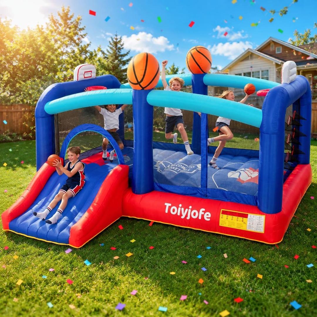 Bounce House for Big Kids 8-12, Extra Large 16FT 13FT Basketball Castle | Inflatable Bouncy House with Slide & Hoops & Jump Area, for Outdoor Backyard Sports Teens Birthday Party, 680W GFCI Blower