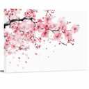 Pink Blossom Canvas Print Wall Art - Pink and White Floral Cherry Flower Branches - Wall Decor Modern Artwork Paintings Pictures for Living Room Stretched and Framed Ready to Hang - 24" x 36"