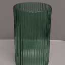 Green Glass Vase for Flower, Flower Vase for Bouquet, Modern Glass Vases, Ribbed Vases for Living Room, Bedroom, Dining Table, Office, Wedding, Centerpieces, 8 Inches