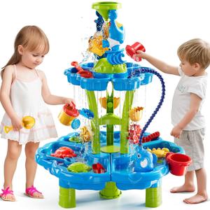 Auto Water Table for Toddlers 3-5, Kids Sand Water Table, Water and Sand Activity Sensory Table Summer Beach Outside Toys Backyard for Kids Toddlers Age 3 4 5 6 7 8