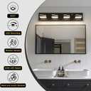 LED Wireless Motion Sensor Modern Bathroom Vanity Light Fixtures 4-Light, 25.5 inch 3CCT Dimmable Black Auto-Off Vanity Lights for Bathroom Lighting, with 350° Rotatable Acrylic Heads