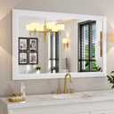 Amorho Bathroom Mirror, 48x30 Inch White Thick Metal Framed Wall Mirrors for Over 2 Sinks, Bedroom, Living Room, Entryway, Large Rectangle Wall-Mounted Mirrors.