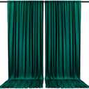 2 Panels Deep Green Backdrop Curtain, 10 x 7 Feet Background Curtains for Parties, Weddings, Baby Showers, Bachelorette Halloween, Christmas Birthday Party Photoshoot Backdrop Curtains Decorations