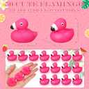 50 Pcs Mini Flamingo Rubber Duck Bulk Cute Pink Flamingos Bath Toys Floating Squeaky Toy Rubber Duckies for Baby Shower Cake Decoration Classroom Prizes Holiday (1.4 Inch)