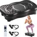Vibration Plate Exercise Machine for Lymphatic Drainage, 180 Speeds Vibrating Fitness Platform for Full Body Workout and Weight Loss, 300 Lbs Capacity with Resistance Bands and Bluetooth for Women Men