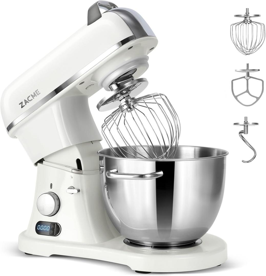 ZACME 8.4QT Commercial Stand Mixer 800W with Aluminum Die Casting Meets the Standard of NSF/ANSI 8-2023, Mixers Kitchen Electric Stand Mixer with Stainless Steel 8L Bowl, Dough Hook, Whisk and Beater, Porcelain 8.4QT