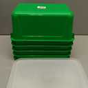 Storex Small Cubby Bins – Plastic Storage Containers for Classroom with Non-Snap Lid, 12.2 x 7.8 x 5.1 inches, Green, (62409U05C) (Pack of 5)