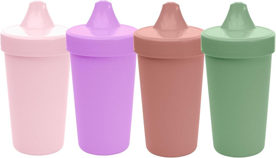 Re-Play Spill-Proof Sippy Cups for Toddlers - Kids Reusable 10 Oz Set of 4, Dishwasher & Microwave Safe, Made in USA, Blossom