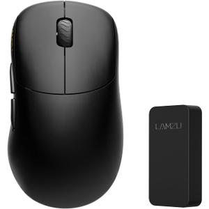 Lamzu Thorn 4K Wireless Gaming Mouse, Ultra-Lightweight 52g, 26000DPI, Ergonomic, Optical Switch, Silver TTC Encoder, PAW3395 Sensor, MCU Nordic 52840-Black,4K Dongle Included