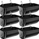 Goat Feeders Hanging 6 Pack 3.5 Quart, Chicken Waterer Feeder Trough for Poultry Livestock Black