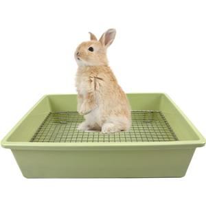 Upgraded Large & Medium Litter Box for Rabbits & Guinea Pigs  High-Capacity Cage Toilet Tray with Elevated Grid & Low Entry Design, Ideal for Bunnies, Ferrets, and Small Pets