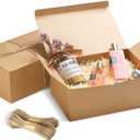 Frantis Brown Gift Boxes 9.45x6.5x4 Inches 10 Pack Paper Gift Box with Lids for Bridesmaid Gifts, Birthday, Party, ChristmasWedding, Crafting Cupcake Boxes, With 66 FT Twine