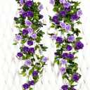 JUSTOYOU 2 Pack (15.8FT) Fake Rose Garland, Artificial Roses Vines Flower Garland Hanging Floral Vine Wedding Home Backdrop Party Arch Arrangement Decoration