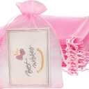 Jexila 100PCS Pink Organza Gift Bags 4''X6'' Mesh Bag Drawstring Jewelry Pouch for Girls Baby Shower Party Favor Goodie Candy Bags