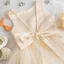 Flower Girl Dress Satin Tulle First Communion Dresses Wedding Party Gown Pearls with Bowknot, 9Y