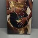 3Pcs Framed Black Girl Wall Art African American Canvas Prints Gold Nail Art Posters Vinyl Record Dress Paintings Dreadlock Lollipop Pictures Urban Chic Decor for Living Room Bedroom Home Decoration