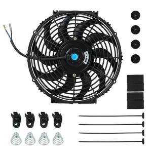 14 inch 12V Universal Slim Pull Push Electric Radiator Cooling Fan with Mounting Kit Black