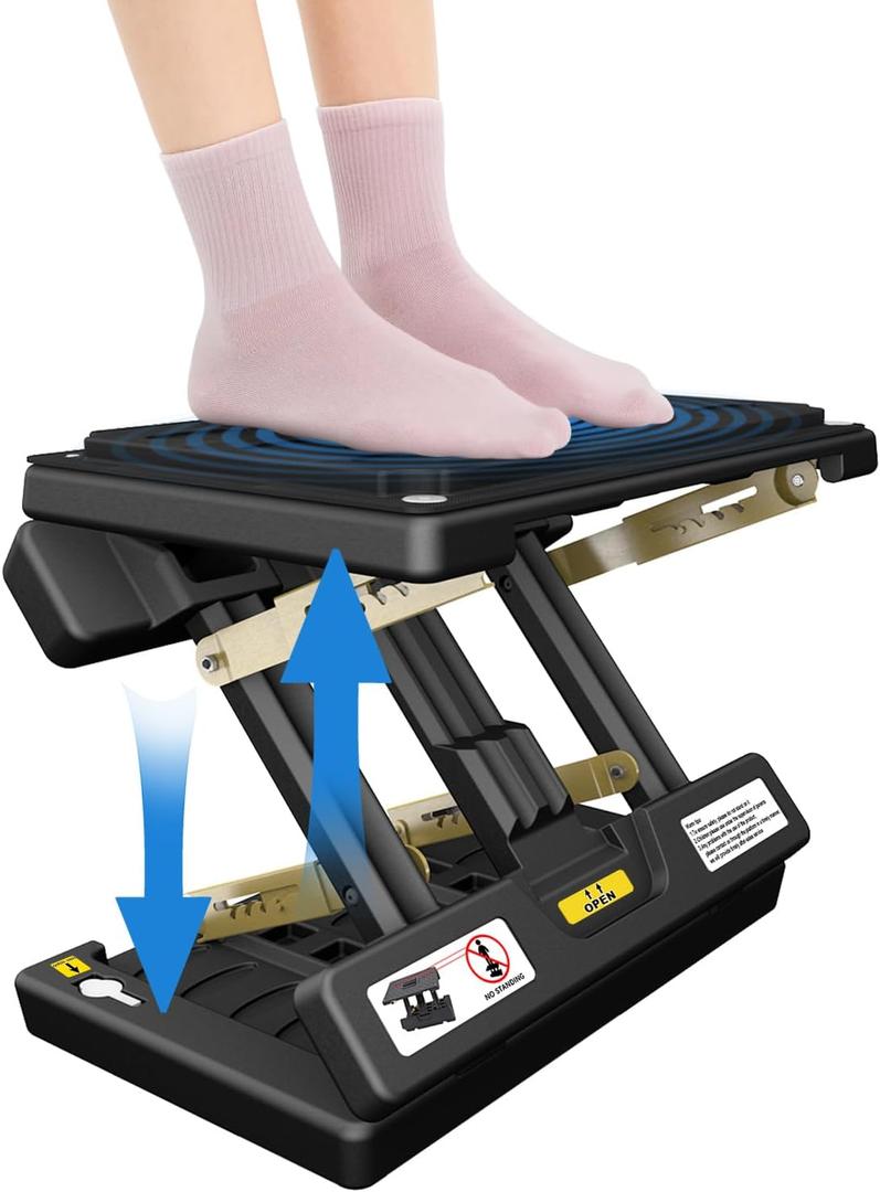 Foldable Foot Rest, Computer Foot Rest Under Desk, 12Modes Adjustable Ergonomic for Office, Loading Capacity 80 pounds, Removable EVA Cushion, All-Season(Black)