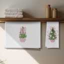 Chinoiserie Pink Bow Christmas Kitchen Towels, Christmas Bauble Tree Dish Tea Towels, Grandmillennial Xmas Decorative Hand Towel for Kitchen Bathroom, 16x24 Inch Set of 2