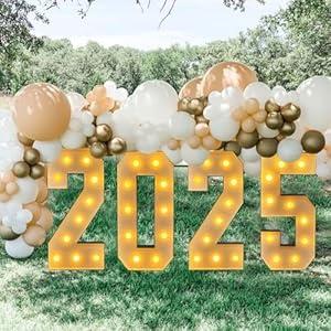 2025 Graduation Decorations, 3FT Large Grad 2025 Marquee Light Up Letters Sign, Class of 2025 Congrats Party Supplies for Kindergarten Preschool High School College (White 2025)
