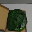 XONOR 100Pcs Artificial Monstera Leaves Fake Tropical Faux Palm Leaves with Stem for Jungle Hawaiian Dinosaur Luau Party Table Decoration Wedding Birthday Theme Party, Leaf Size: 7''x 5'' (11.8)