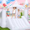 White Bounce House: Bounce House for Kids 3-6 with Blower, Slide, Ball Pit, (10FT X 10FT X 7FT) Bouncy Castle for Indoor Outdoor Birthday Party Wedding Decor, Jump House for Toddlers