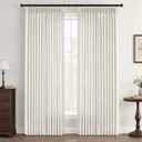 Pinch Pleated Linen Curtains 108 Inches Long for Living Room 2 Panels Set Natural Ivory Memory Trained Back Tab Pleat Drapes Hooks Rings Floor to Ceiling Window Curtains Bedroom Neutral Birch