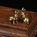 TEAMWILL Small Brass Rabbit Figurine Rabbit Statue Ornament House Animal Figurines 1 Pair
