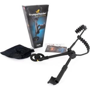 JazzLab Trumpet Holder Medium Size - Black, Plastic & Aluminium - B Flat Trumpet Support - Compact & Foldable - Comfortable for Sitting, Standing or Marching JazzLab Trumpet Holder Medium Size - Black, Plastic & Aluminium - B Flat Trumpet Support - Compact & Foldable - Comfortable for Sitting, Standing or Marching