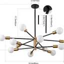 MOUFIER Modern Sputnik Chandelier Black and Gold Mid Century Chandelier Over Table, 12-Light Chandeliers Ceiling Light Fixture Height Adustable Pendant Light for Bedroom Dining Living Room (12-Light)