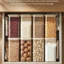 8pcs Square Glass Pantry Storage Jars Set with Glass Lids 1.22Qt/1.67Qt - Airtight Stackable Kitchen Canisters Sets for Pasta, Cereal, Flour | 40floz / 53floz Glass Pantry Storage Containers