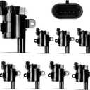 UF262 Round Ignition Coil Pack Set of 8 Compatible with 4.8L 5.3L 6.0L V8 Chevy Avalanche Silverado Tahoe Suburban/GMC Sierra Savana Yukon/Escalade Replaces OE# D585, C1251