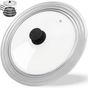 Universal Lid for Pots and Pans, Fits 11", 12" & 13" Diameter Cookware, Replacement Stainless Steel Skillets lids, Heat Resistant Frying Pan lid, Dishwasher Safe