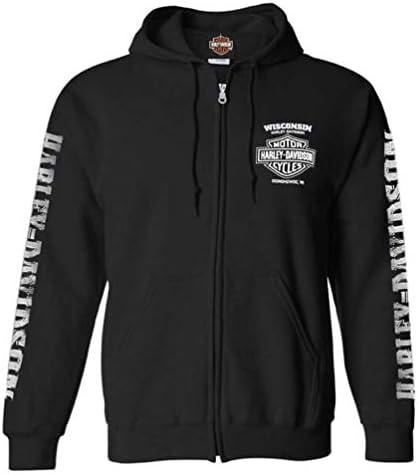 Harley-Davidson Men's Lightning Crest Full-Zippered Sweatshirt, Black (2XL)