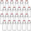Flip Top Glass Bottles with Caps Beer Clear Swing Top Glass Vinegar Kombucha Bottles with Stoppers Airtight Lids for Wedding Themed Baby Shower Christmas Gifts(24 Pcs,5 oz)