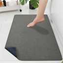 Yancorp 16"x26" Ultra Thin Bathroom Rugs,Low Profile Bath Mat Non Slip Fit Under Door Super Absorbent Shower Rug Washable Indoor Door Mat Small (15.7"*25.6", Dark Brown)