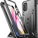 Poetic Revolution Series Case for Moto G Stylus (2021), Full-Body Rugged Dual-Layer Shockproof Protective Cover with Kickstand and Built-in-Screen Protector, Black