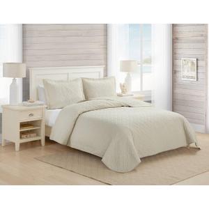 Tommy Bahama - Queen Quilt Set, 100% Sot & Reversible Cotton Bedding, Lightweight for Year Round Comfort, 3 Piece Bed Set with Matching Pillowcases (Chevron Dune Beige)