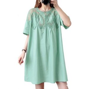 VATEAMI Womens Summer Lace Mini Babydoll Dress Ruffled Collar Short Sleeve Loose Mesh Swing Elegant Flared Sundress, Size: XL