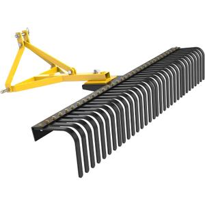 YINTATECH 3 Point Rock Rake, Landscape 3 Point Rake for Tractor, 60", Black & Yellow