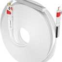 Postta Flat HDMI Cable 75 Feet Flat HDMI 2.0 Cord with Built-in Signal Booster Support 4K(2160P),3D,2K(1080P),Ethernet and Audio Return(White-Red) (75FT)