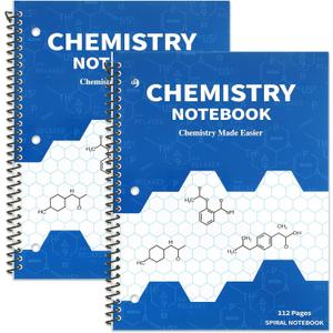 2 Pcs Organic Biochemistry Spiral Notebook Hexagonal Graph Paper Notebook Chemistry Notebook 8-1/2 x 11 for Drawing Organic Chemistry Structures 3 Hole Punched 112 Pages