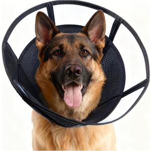 Soft Dog Cone, Stop Licking Deep Pet Recovery Collar After Surgery for Extra Large Dogs, Clear Plastic Breathable Elizabethan Head Neck Circle, Adjustable Comfortable Cones 30cm Long (XL Black)