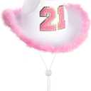 JUSTOTRY 21st Birthday Pink Cowboy Hat - 21ST Birth day Outfit Gifts for Women Cowgirl Hats with Wide Brime for 21st Birthday Decorations
