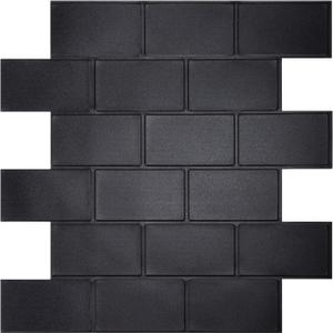 Matte Black Peel and Stick Wall Tiles for Kitchen, WalDecoo 10-Sheet Stick on Backsplash for Bathroom, Large Self-Adhesive Kitchen Backsplash12''12'' (Large Subway).