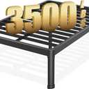 18 Inch Queen Bed Frame with Round Corner Edge Legs, 3500 lbs Heavy Duty Metal Platform Bed Frame Queen Size, Steel Slats Support/No Box Spring Needed/Noise Free/Non-Slip