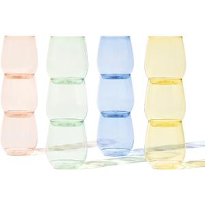 TOSSWARE POP 14oz Vino - Color Series SET OF 12, Premium Quality, Recyclable, Unbreakable & Crystal Clear Plastic Liquor Glasses