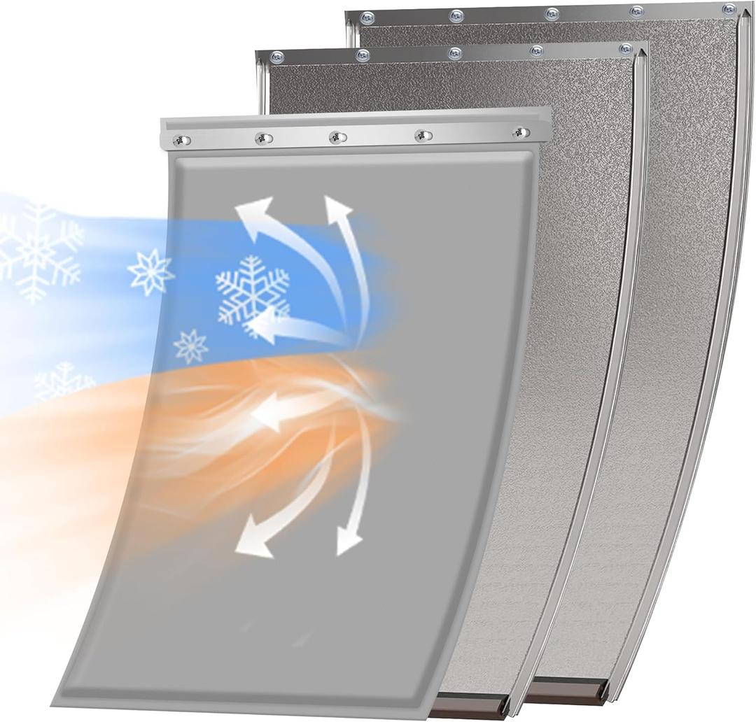 3-Flap Large Dog Door Replacement Flap with Screws, Compatible with PetSafe Freedom Doggie Doors PAC11-11039, 10 1/8" X 16 7/8", Pet Door Replacement Flap for Extreme Weather Resistance(-20 to 120F)