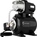 LANCHEZ 1.6HP Shallow Well Pump with Pressure Tank, 1340GPH Automatic Irrigation Water Booster Jet Pump, 115V Stainless Steel Water Transfer Pump for Home Garden Lawn Sprinkler Irrigation